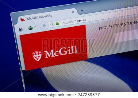 Ryazan, Russia - June 26, 2018: Homepage Of Mcgill Website On The Display Of Pc. Url - Mcgill.ca