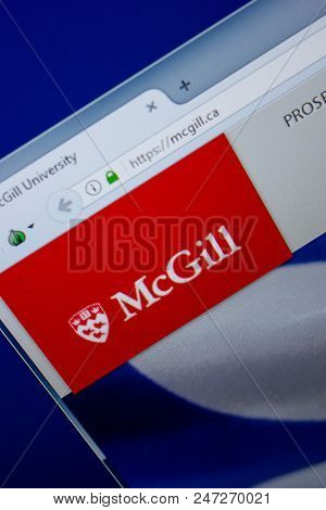 Ryazan, Russia - June 26, 2018: Homepage Of Mcgill Website On The Display Of Pc. Url - Mcgill.ca
