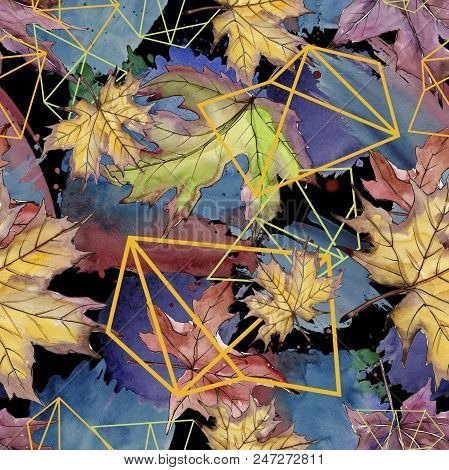 Maple Leaves In A Watercolor Style Isolated. Seamless Background Pattern. Fabric Wallpaper Print Tex