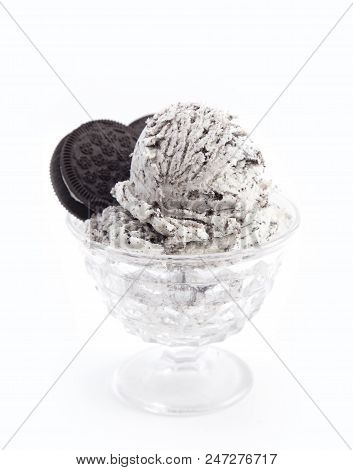 Cookies And Cream Ice Cream On A White Background