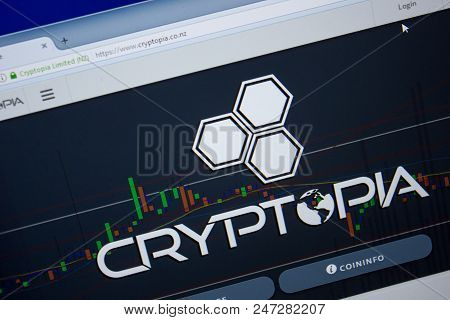Ryazan, Russia - June 26, 2018: Homepage Of Cryptopia Website On The Display Of Pc. Url - Cryptopia.
