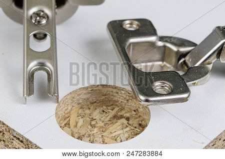 Milling Cutter For Fixing Hinges In Chipboard. Joinery Accessories For Furniture Construction.