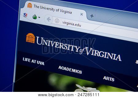 Ryazan, Russia - June 26, 2018: Homepage Of Virginia Website On The Display Of Pc. Url - Virginia.ed
