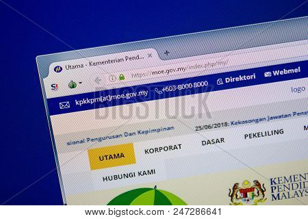 Ryazan, Russia - June 26, 2018: Homepage Of Moe Website On The Display Of Pc. Url - Moe.gov.my