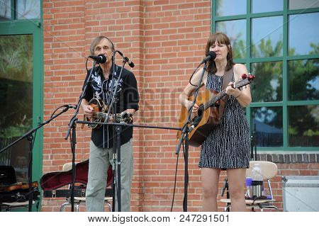 Casper, Wy. July 20, 2016. Circa: The Cantrells Folk Duo Band Performing In Concert In Casper, Wy.