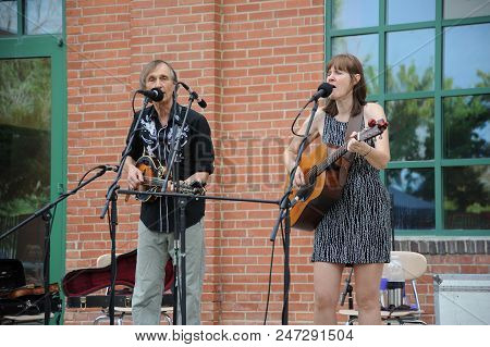 Casper, Wy. July 20, 2016. Circa: The Cantrells Folk Duo Band Performing In Concert In Casper, Wy.