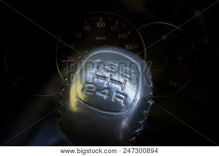 Manual Transmission Gear Shift With Speedmeter Car Dashboard