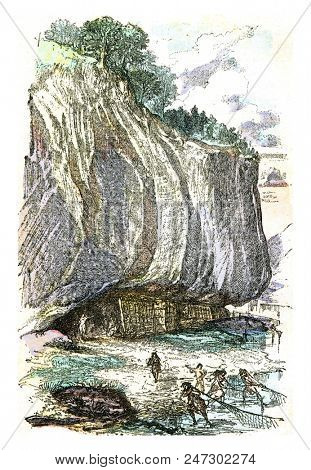 The shelters under rock of the edges of the vezere, to the eyzies, at the time of the reindeer