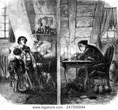 Two Masardes, vintage engraved illustration. Magasin Pittoresque 1855.