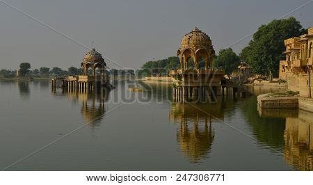 View Of Lake Gadisar In Jaisalmer, India