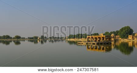 View Of Lake Gadisar In Jaisalmer, India