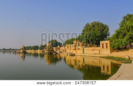 View Of Lake Gadisar In Jaisalmer, India