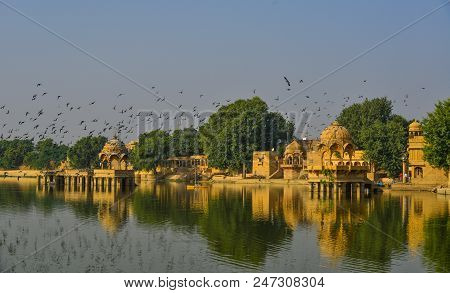 View Of Lake Gadisar In Jaisalmer, India