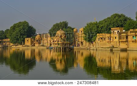 View Of Lake Gadisar In Jaisalmer, India
