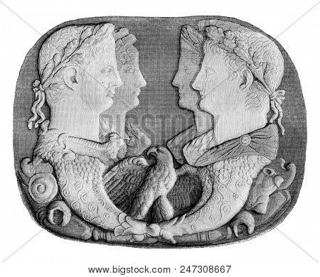 Sardonyx the Vienna Imperial Cabinet, vintage engraved illustration. Magasin Pittoresque 1844.