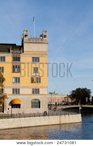 Zobrazení budov ve městě Stockholm, Švédsko