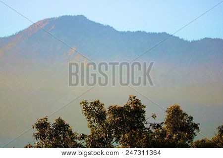 Hazy Skies With The San Gabriel Mountains Beyond Including Cucamonga Peak In The Background Taken In
