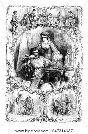 Composition and drawing of Staal, vintage engraved illustration. Magasin Pittoresque 1855.