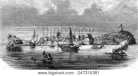 Ardrian Souli, former Sultan of Mayotte, vintage engraved illustration. Magasin Pittoresque 1855.