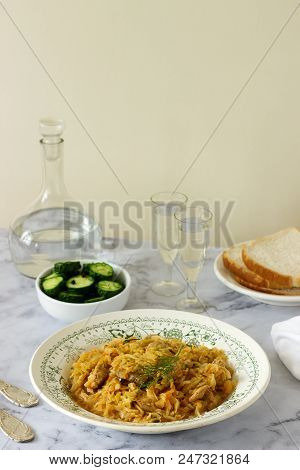 A Traditional Dish Of Some European Countries Is Bigos Made From Cabbage, Other Vegetables And Meat.