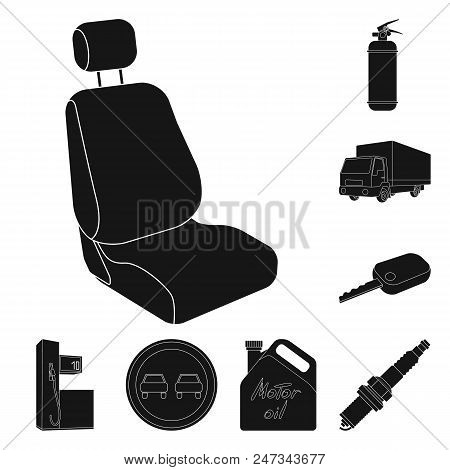 Car, Vehicle Black Icons In Set Collection For Design. Car And Equipment Vector Symbol Stock  Illust