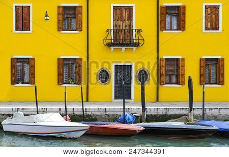 Italy Lagoon Of Venice, Murano , A Traditional House On Ponte Lungo Canal.
