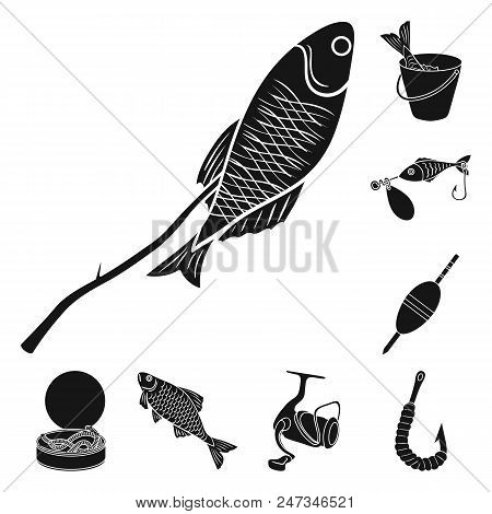 Fishing And Rest Black Icons In Set Collection For Design. Tackle For Fishing Vector Symbol Stock  I