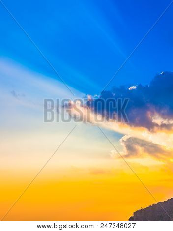 Panorama Light Through The Cloud On Nangnon Hill Chiang Rai