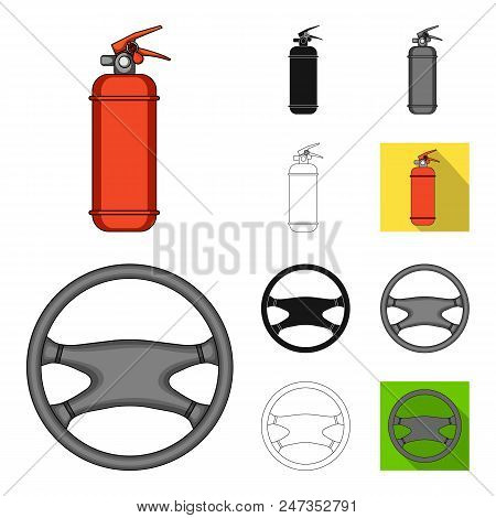 Car, Vehicle Cartoon, Black, Flat, Monochrome, Outline Icons In Set Collection For Design. Car And E