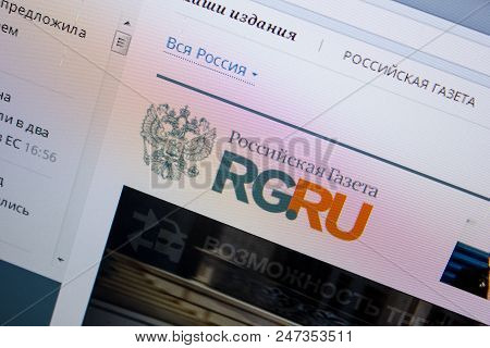 Ryazan, Russia - June 26, 2018: Homepage Of Rg Website On The Display Of Pc. Url - Rg.ru