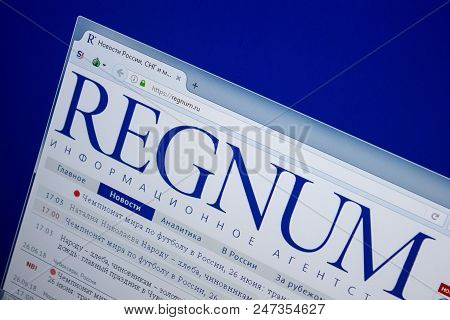 Ryazan, Russia - June 26, 2018: Homepage Of Regnum Website On The Display Of Pc. Url - Regnum.ru