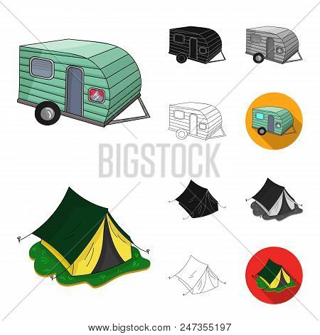 Family Holiday Cartoon, Black, Flat, Monochrome, Outline Icons In Set Collection For Design. Recreat