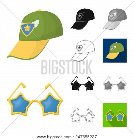 Fan And Attributes Cartoon, Black, Flat, Monochrome, Outline Icons In Set Collection For Design. Spo