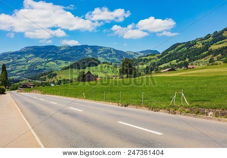 A Summertime View In The Swiss Canton Of Schwyz. The Picture Was Taken At The End Of June In The Reg