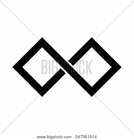 Black Infinity Symbol Icon. Rectangular Shape With Sharp Corners. Simple Flat Vector Design Element.