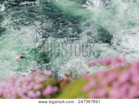Birds Eye View Of The Atlantic Ocean On The Kilkee Cliffs Of The Wild Atlantic Way County Clare