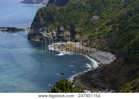 San Juan De Gaztelugatxe In Front Of The Hermitage On The Coast Of Vizcaya