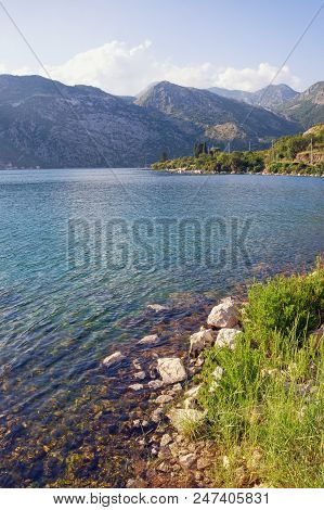 Beautiful Mediterranean Landscape. Montenegro, View Of Bay Of Kotor ( Adriatic Sea ) Near Risan Town