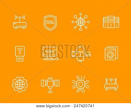 Network, Internet Data Technology, Web Hosting Service, Ssl Line Icons Set