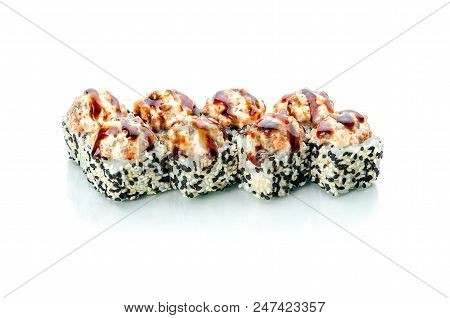 Baked Rolls On White Background With Reflection