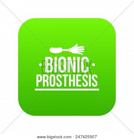 Arm Prosthesis Icon Green Vector Isolated On White Background