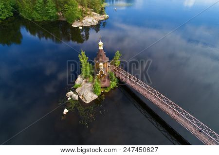 Church Of The Apostle Andrew The First-called On The Vuoksa River On A June Sunny Morning (aerial Su