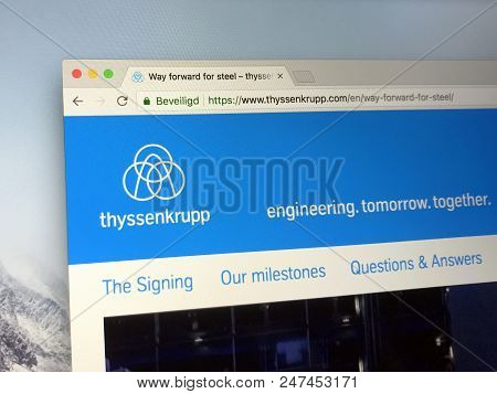 Ijmuiden, The Netherlands - June 30, 2018:  Website Of Thyssenkrupp Ag A German Multinational With F