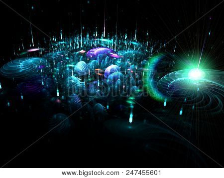 Abstract Fractal  Glow Alien Landscape Background - Fractal Art