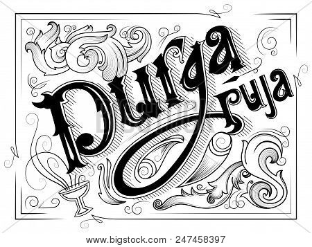 Vector Design Of Colorful Holiday Typography For Durga Puja
