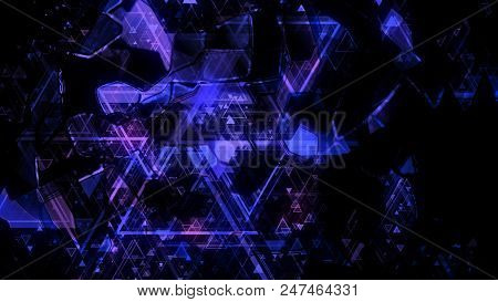 3d Rendering Of Abstract Geometric Background. Colorful Luminous Geometric Shapes Form A Background 