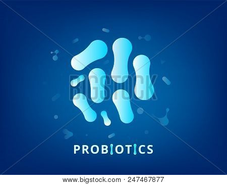 Probiotics Bacterias. Therapeutic Bacteria Organisms. Healthy Nutrition Ingredien With Lettering. Bi