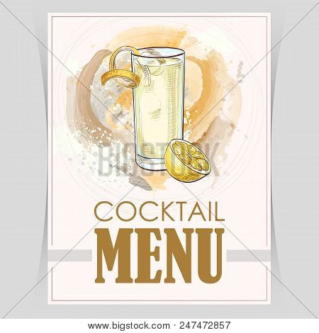 Vector Flyer, Cover Menu With A Fizz Cocktail Image