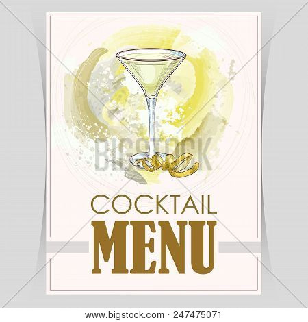 Vector Flyer, Cover Menu With A Vesper Cocktail Image