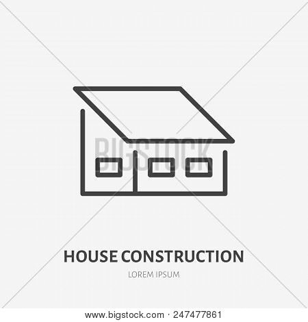 Country House Flat Line Icon. Real Estate Sign. Thin Linear Logo For Home Repair Services. Shed Roof